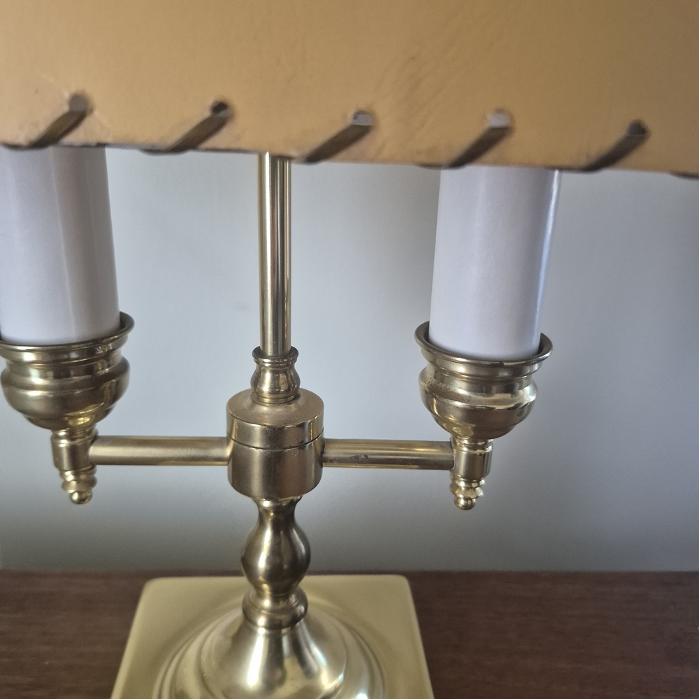 Elegant Tan Table Lamp with Gold Accents - Picture 5 of 14